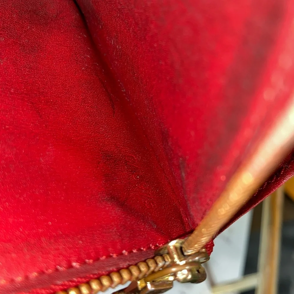 Authentic Louis Vuitton Red Epi Sarah Leather Wallet